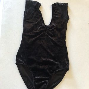 Class In Velvet/mesh women’s leotard, size M